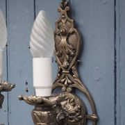 Appliques en cristal Hollywood Regency italienne – Lumière à double bras en métal argenté