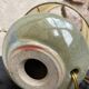 Vintage enamelled stoneware lamp with silk lampshade