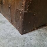 French leather and wooden carriage trunk 18th century