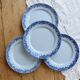 4 antique flat plates from Sarreguemines U&C in the Mimosa blue pattern.