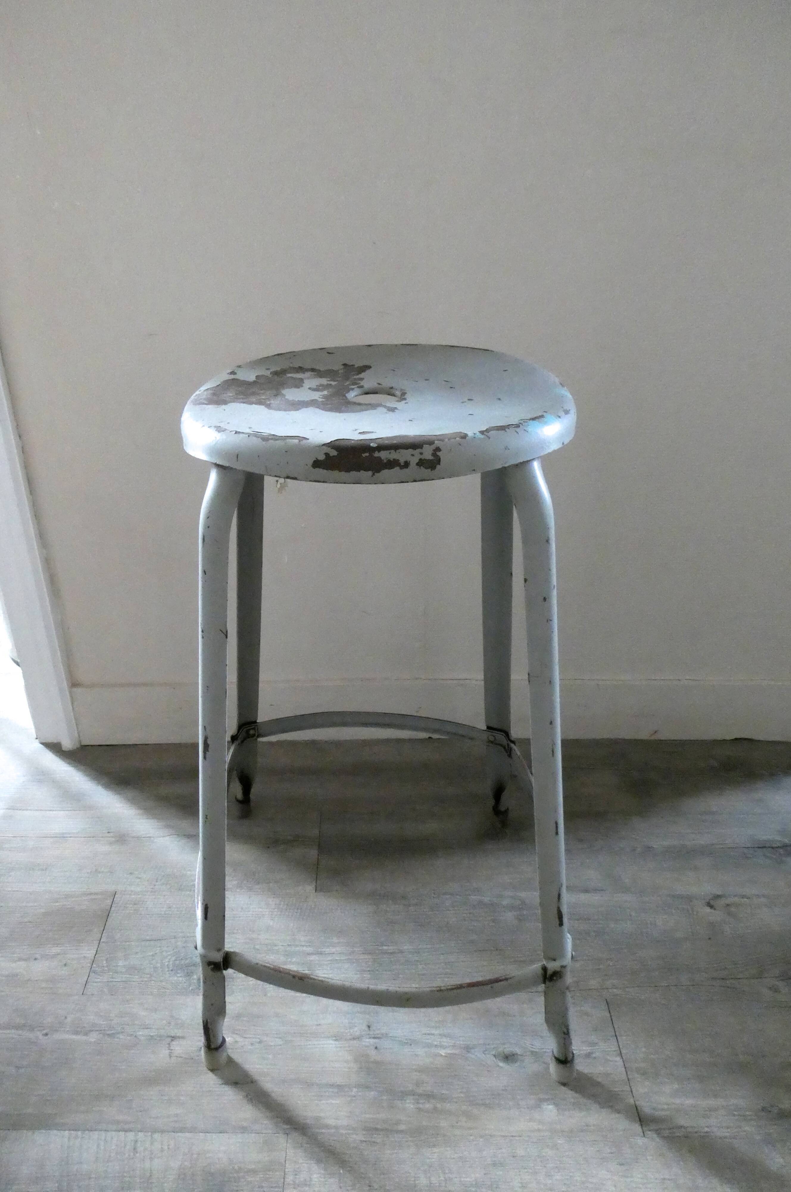 Nicolle workshop high stool in gray metal