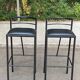 2 Italian Calligaris bar stools 1990 steel and black leather 80cm