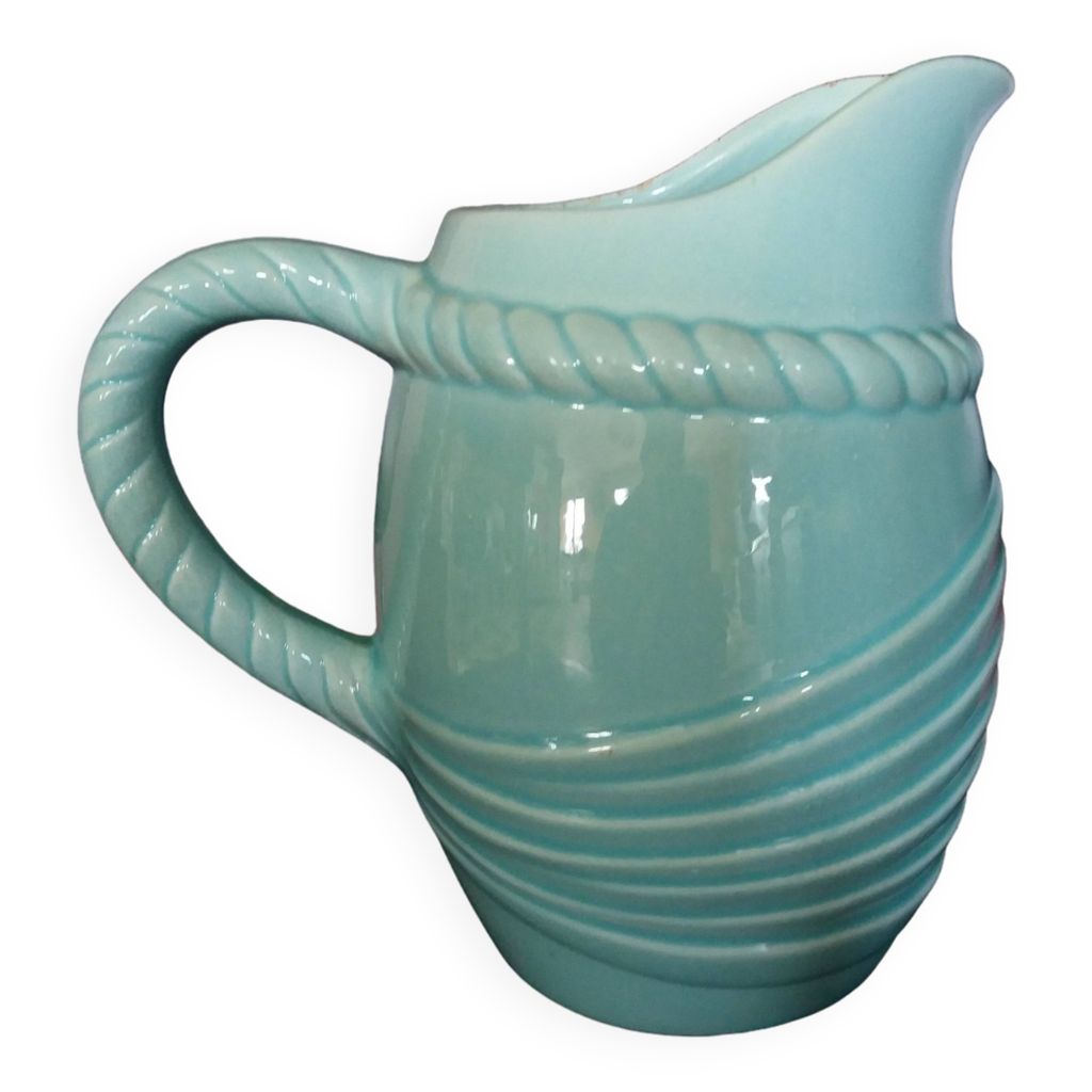 ANCIEN PICHET CRUCHE BARBOTINE PORCELAINE POT A LAIT Old french milk