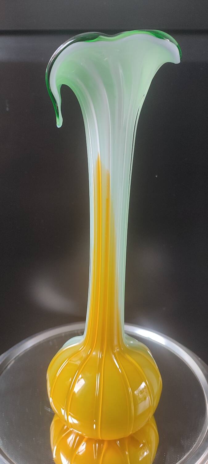 Large blown glass vase, artistic glassware from the 1970s.