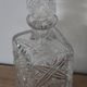Antique cut glass carafe, probably crystal – Geometric patterns and matching stopper.