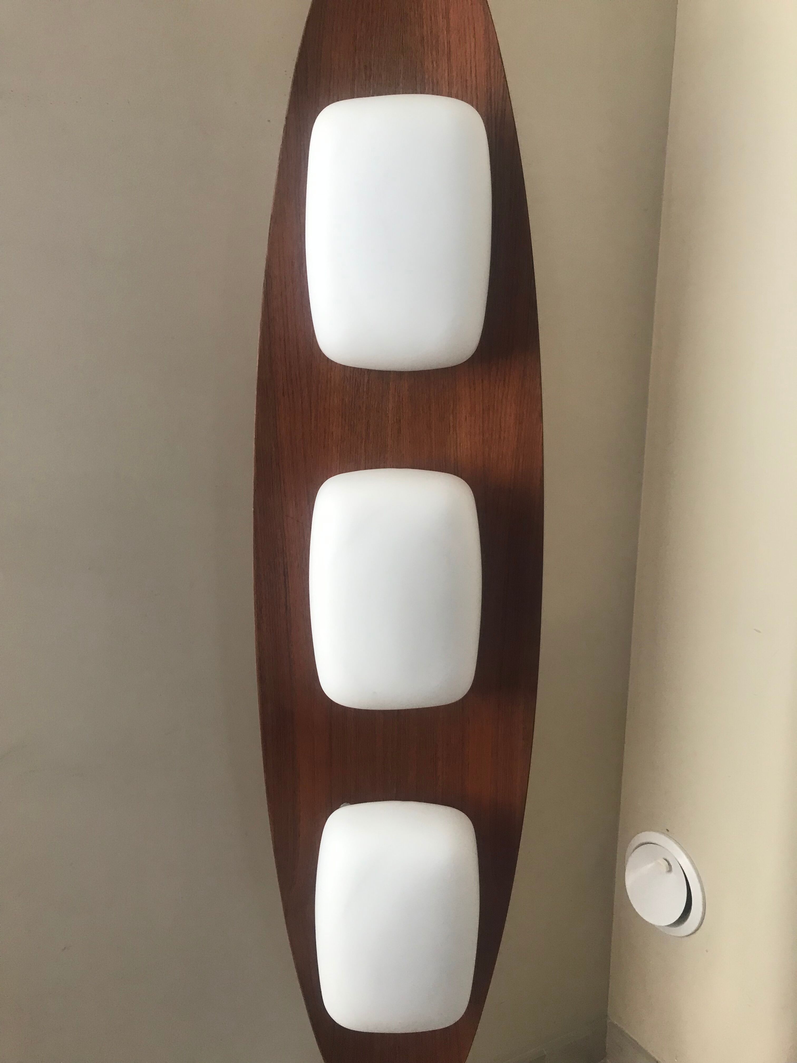 Floor lamp surf teak and opalines design gioffredo reggiani 1960