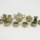Tea set in glazed sandstone La Hulotte. Folk Art