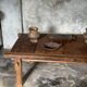 Large upcycled golden teak coffee table L1m60 W70 H45