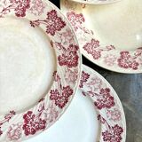6 Lunéville flat plates in pink ironstone, "Jeannette" service