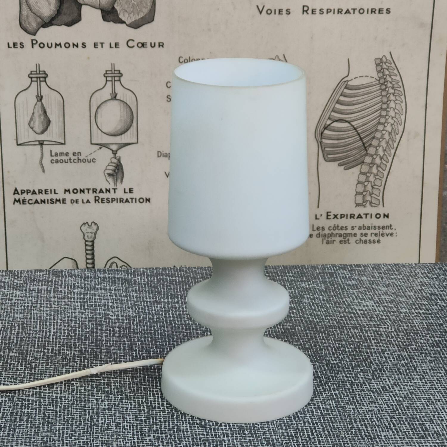 Ivan Jakes satin white opaline table lamp 1960