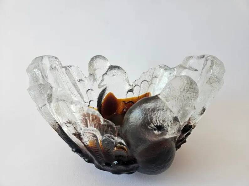 Midcentury Pertti Santalahti Glass Bowl, Humppila, Finland, 1960s