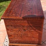 Large carved teak chest