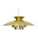 Brushed aluminum pendant light with golden finish, Denmark 1970