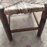 Repose pied en bois et paille ancien