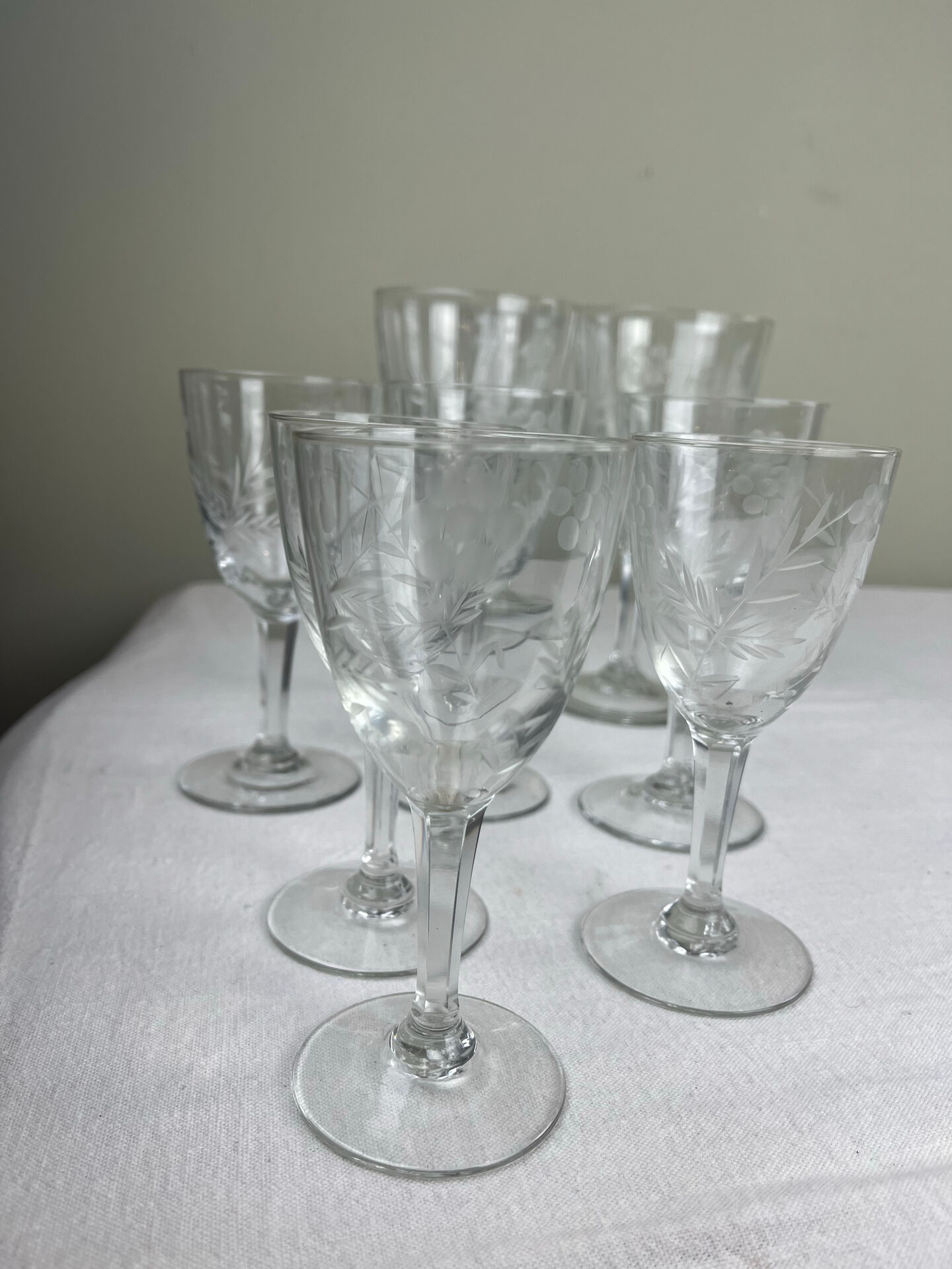 Service of antique engraved glasses