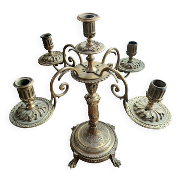 Large gilded bronze candelabrum, Louis XVI style, late 19th century – 5 lights