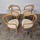 Ensemble de 4 chaises de salle à manger en bois et laine, Italie années 1970.