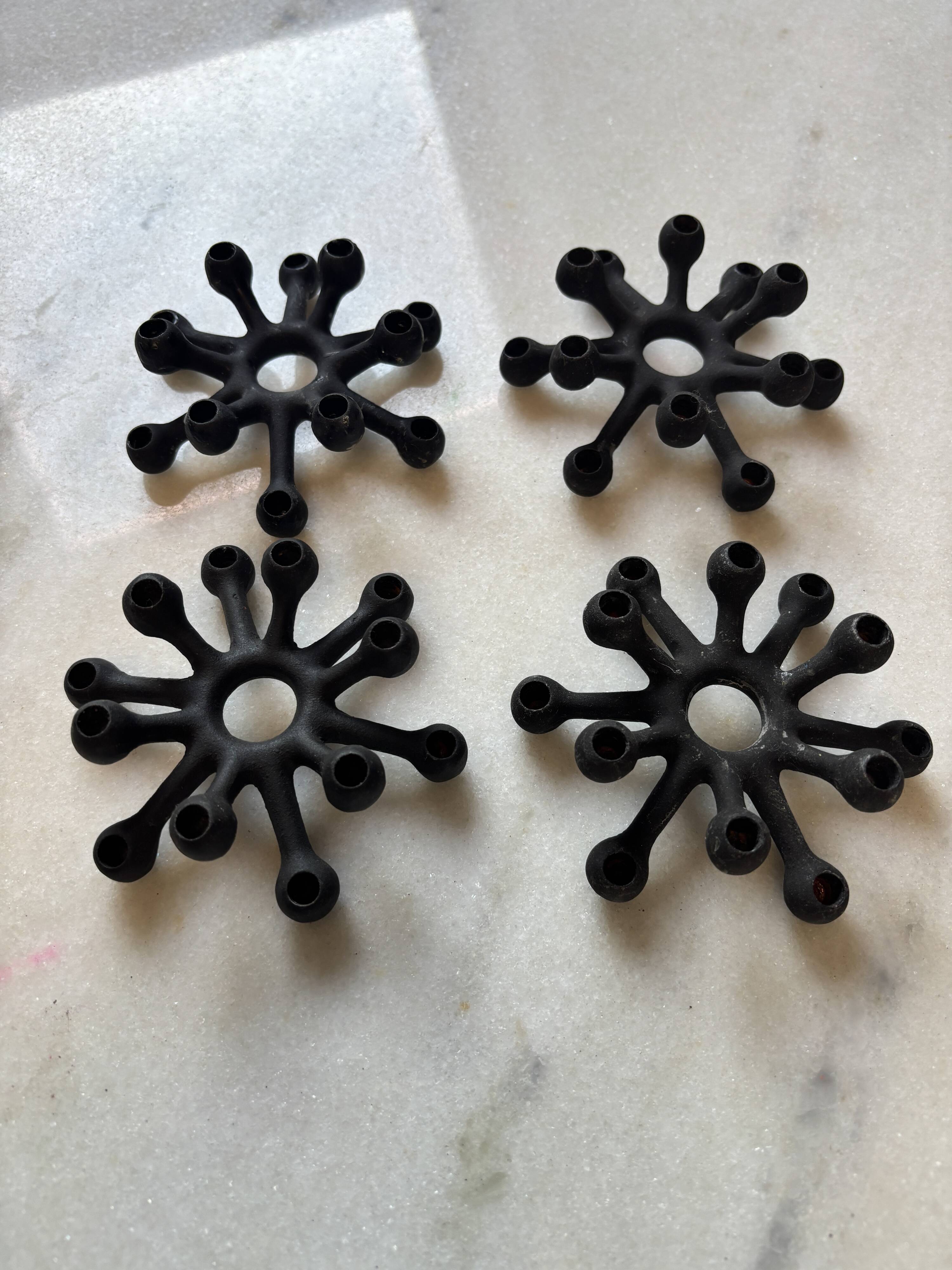 4 "Spider" candle holders by Jens Quistgaard for Dansk Designs, Scandinavian 1960s.