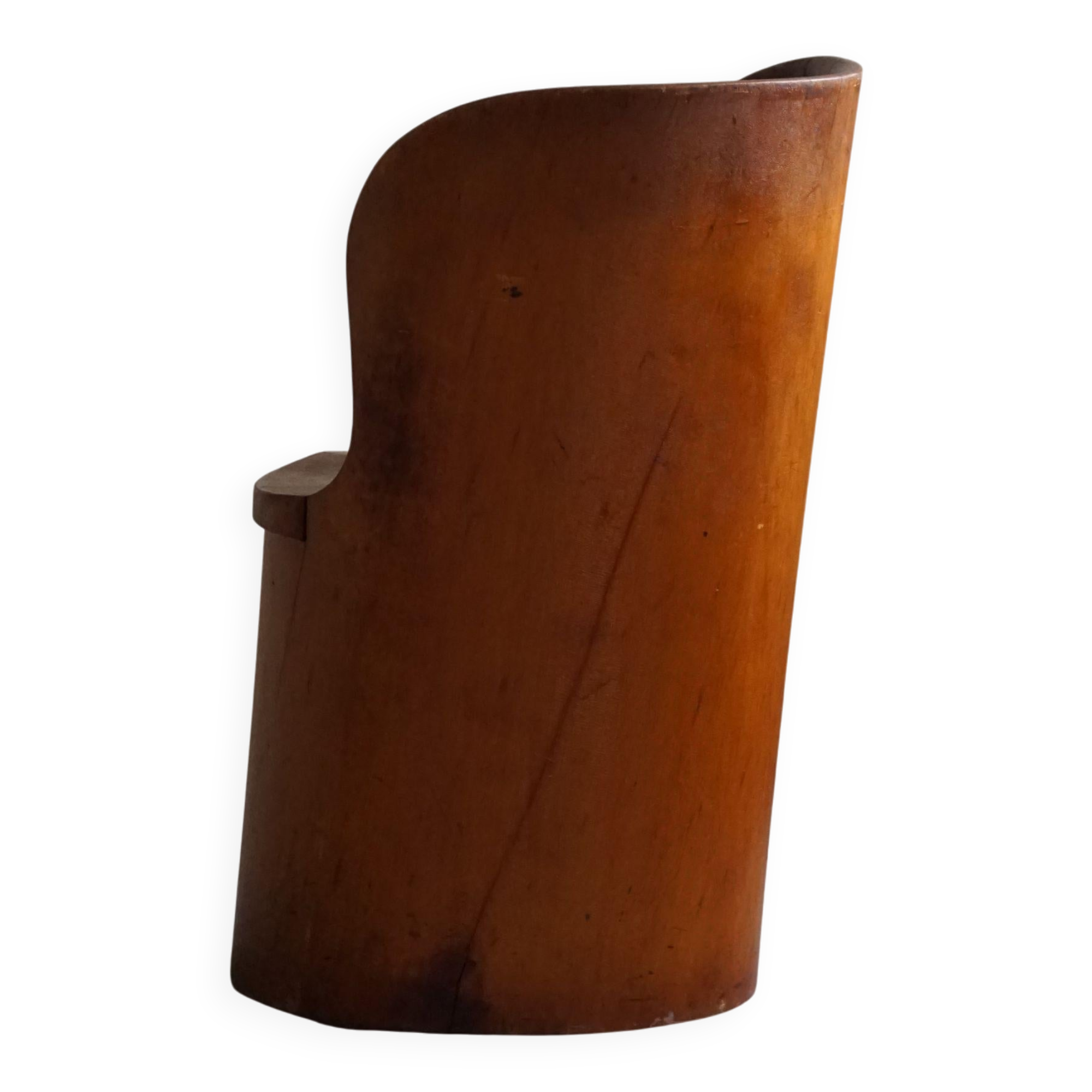 Hand-carved primitive chair made from pine logs, modern Swedish, Wabi Sabi, 1960s.