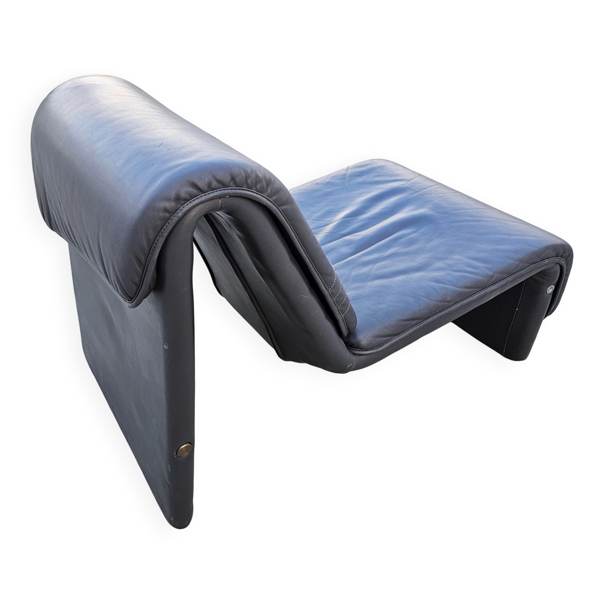 Postmodern leather lounge chairs in the style of Etienne Fermigier 1978.