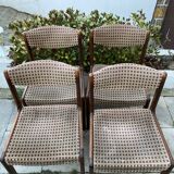 Extendable round dining table and 4 Baumann chairs.