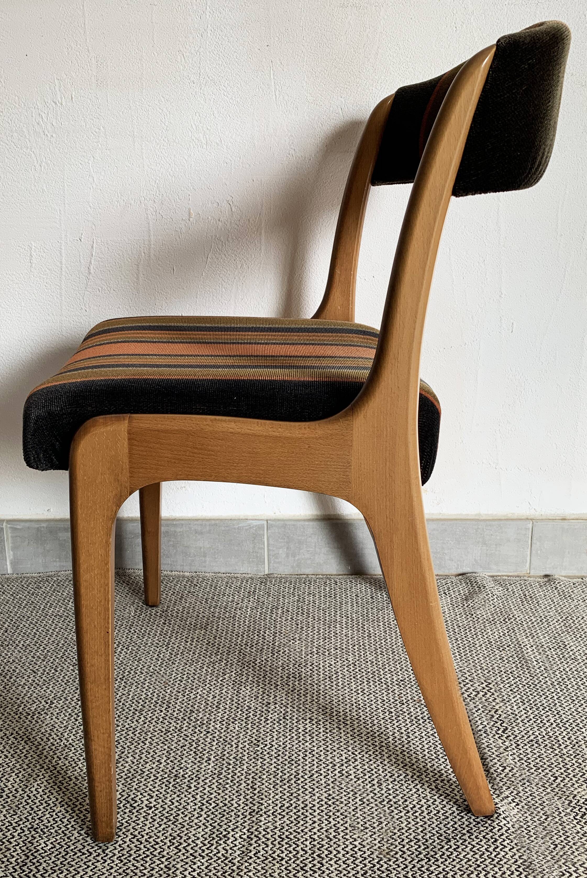 Set of 6 Baumann gondola chairs, Stamped NF