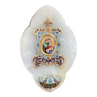 Bénitier ancien en albâtre
