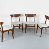 Chaises de salle à manger en teck danois par Schionning & Elgaard, années 1960, ensemble de 4