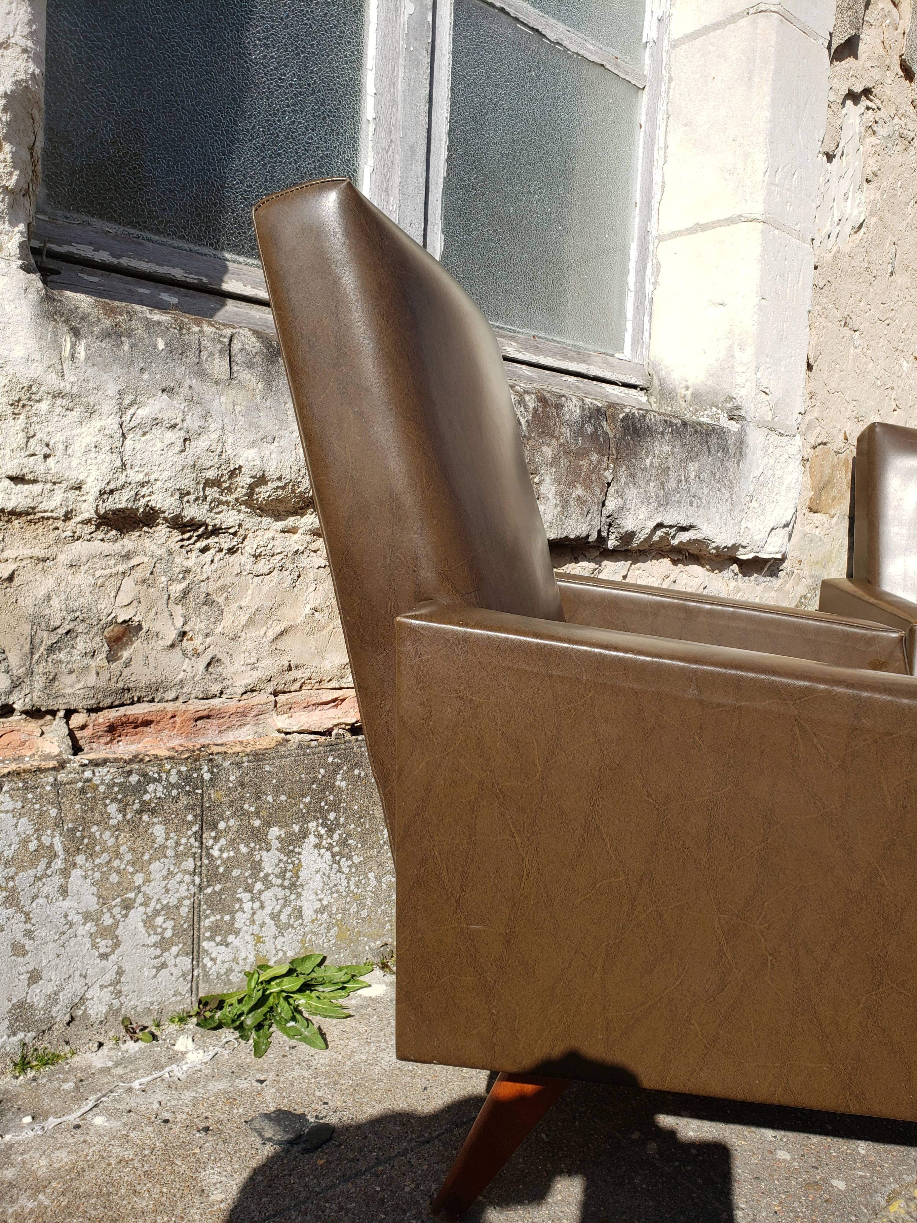 Vintage Scandinavian olive green armchairs