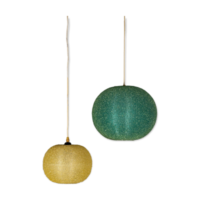 Lot de deux suspensions  Sugarball Moon par Rotaflex, Belgique, 1970