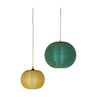 Set of two Sugarball Moon pendant lights by Rotaflex, Belgium, 1970