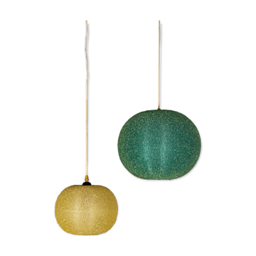 Lot de deux suspensions  Sugarball Moon par Rotaflex, Belgique, 1970