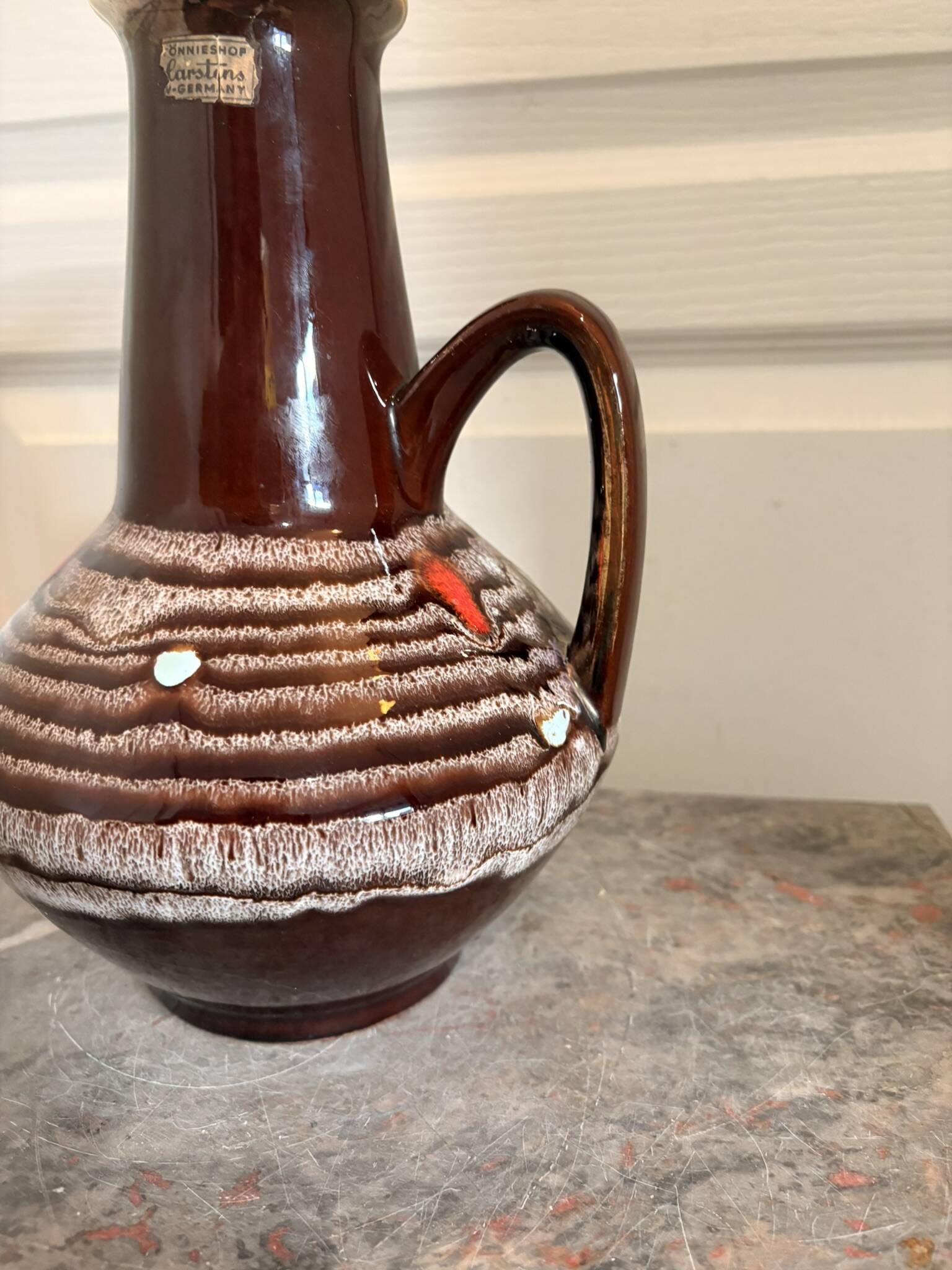 Vintage Glazed Ceramic Pot Vase Carstens Germany 1970