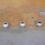 Vintage peg 3 hooks in white metal and bakelite