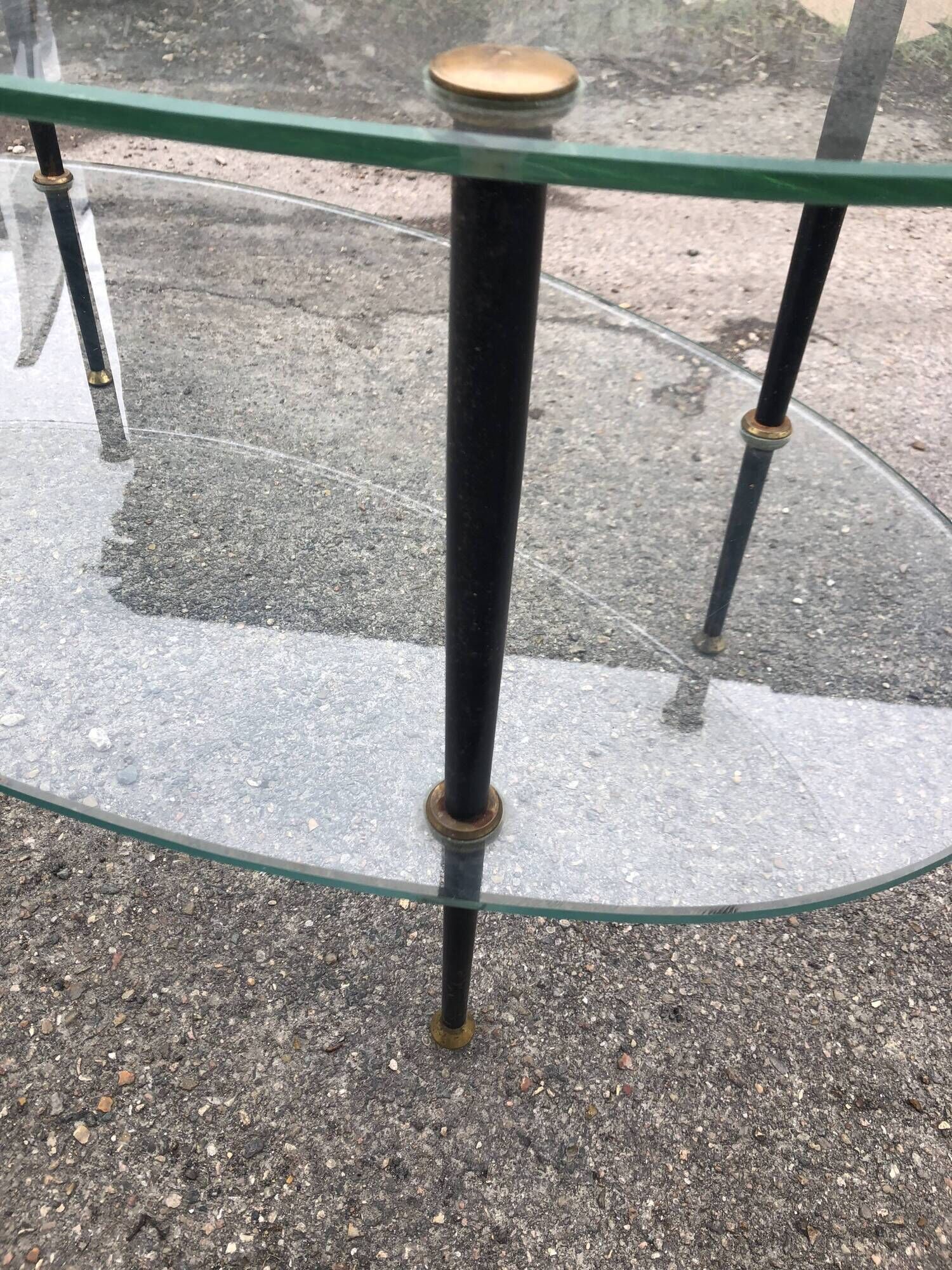 Glass coffee table double top dlg of Edoardo Paoli 50s