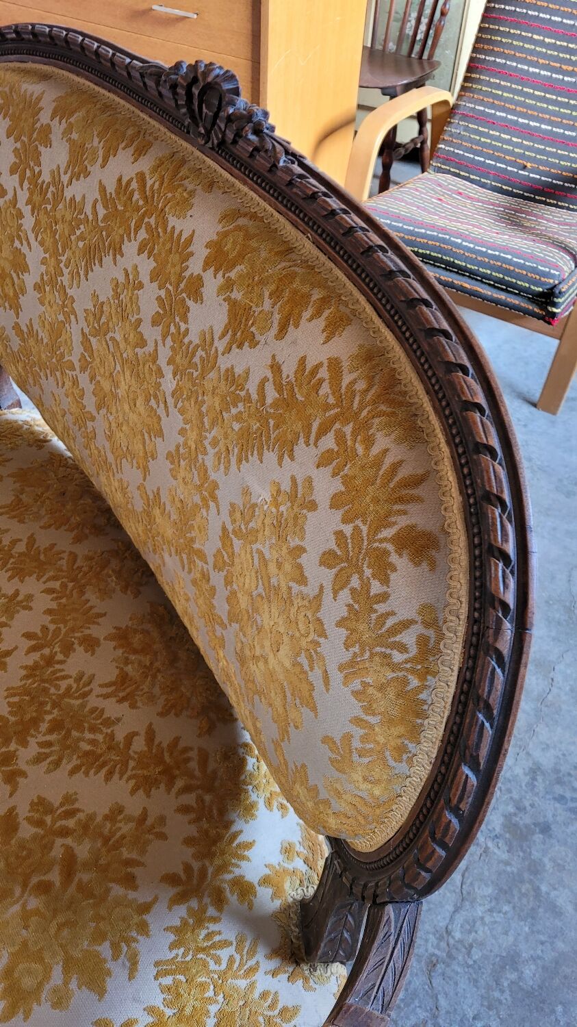 Louis XVI style sofa bench carved