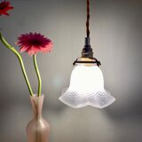 Vintage frosted glass tulip pendant lamp