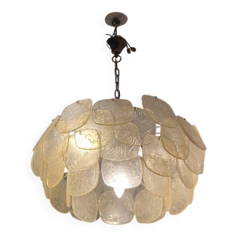 Suspension lustre des années 70's avec plaques en fibre de verre.