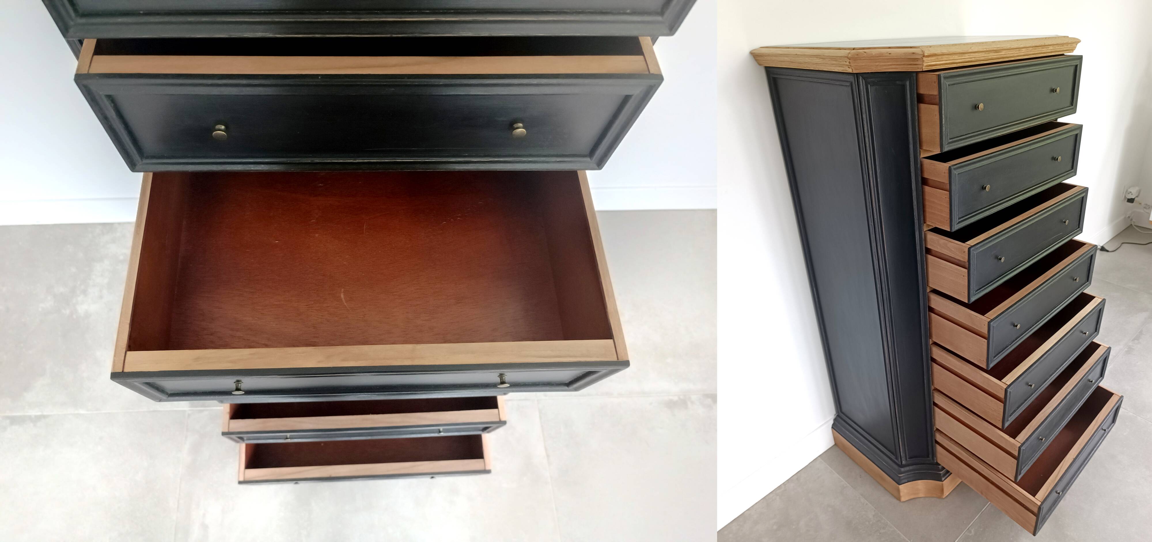 Seven-drawer chest of solid wood