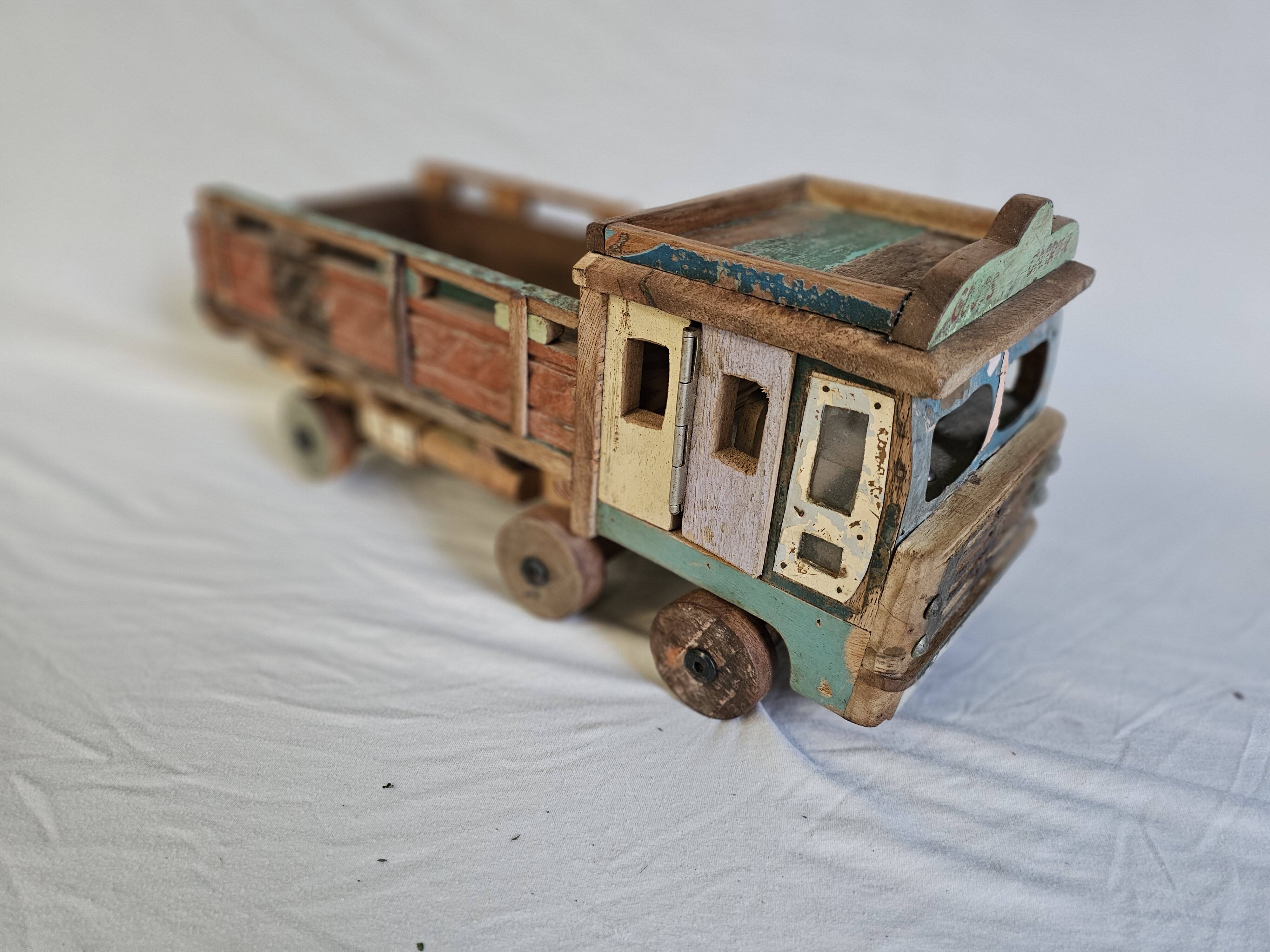 Indian tata truck handmade in polychrome wood