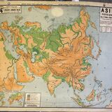 Wall map 1942 p.vidal lablache asia physical
