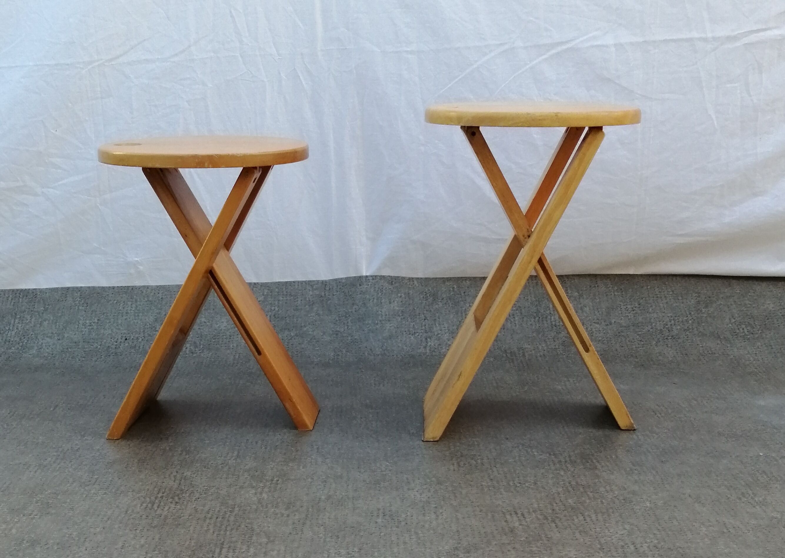 Pair of Suzy folding stools by Adrian Reed for Prince Design Works 1980