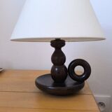Turned wood table lamp