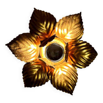 70s golden flower wall light