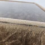 1970s coffee table covered in fabric with glass top