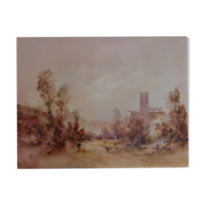 Peinture à l'huile Le village