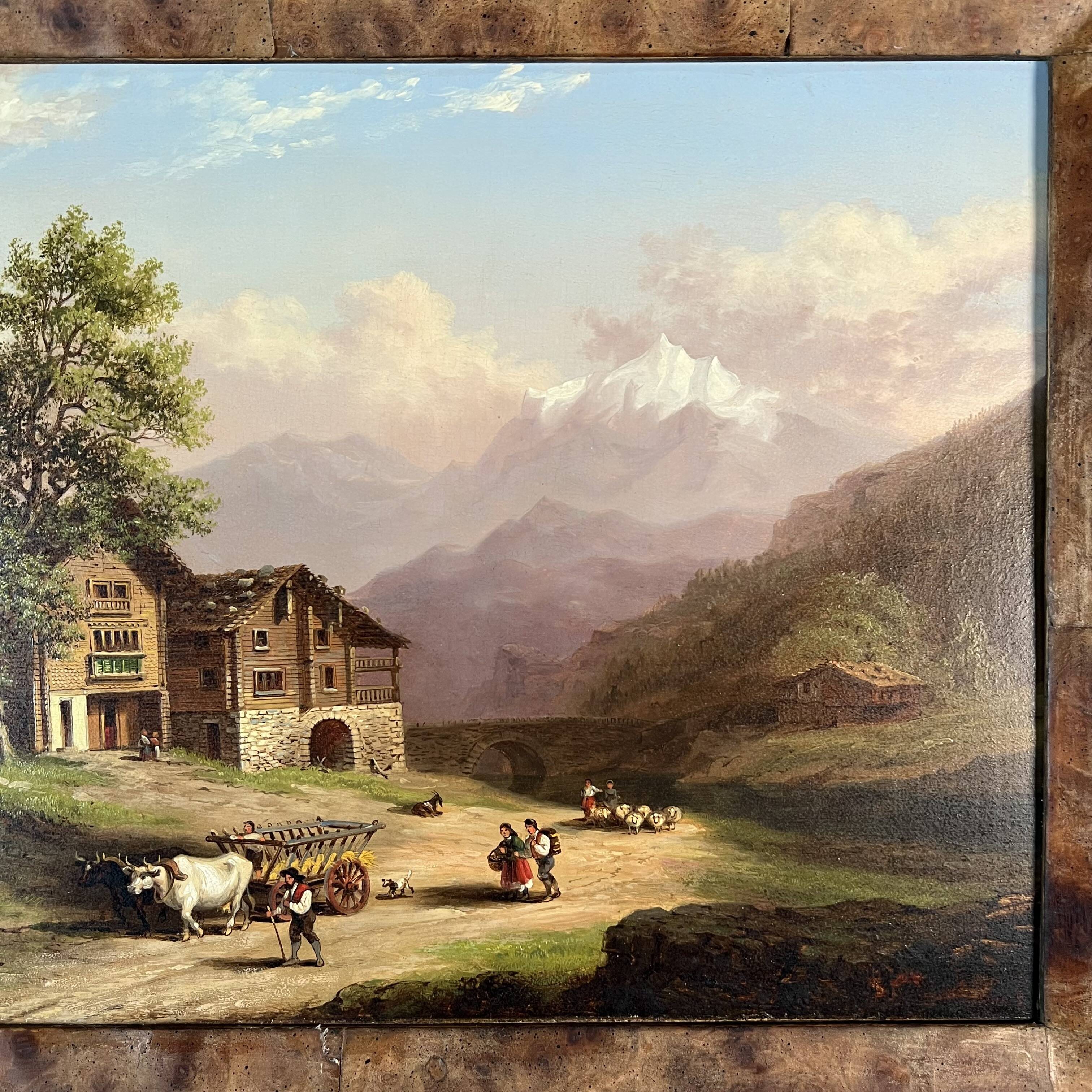 Oil on panel, Xanthus Smith United States, 1839-1929 Swiss Alpine Landscape