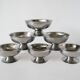 set of 6 large wide foot bowls in stainless steel 1970
