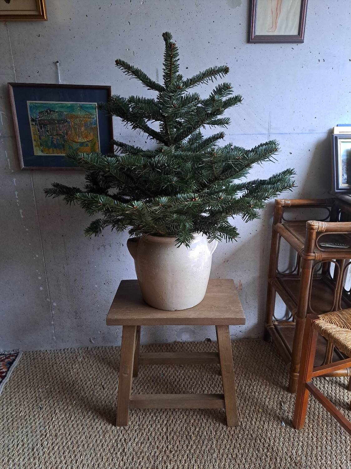 Antique oak farm stool