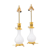 Paire de lampes en porcelaine blanche et bronze, circa 1880